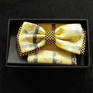 ROBERT LEWIS MEN'S BOWTIE AND POCKET SQUARE SET.